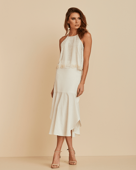 Blusa Cavada com Bordado Off White