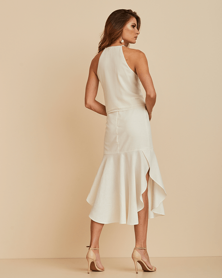 Blusa Cavada com Bordado Off White