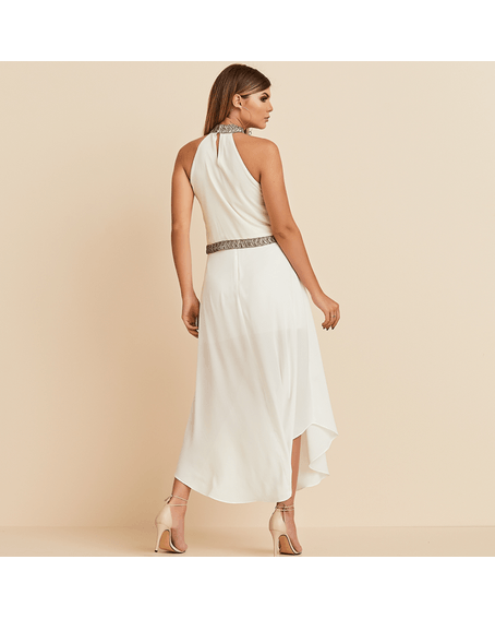 Blusa Cavada Gola Bordada Off White