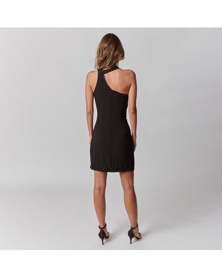 Vestido Recortes Vertical Preto