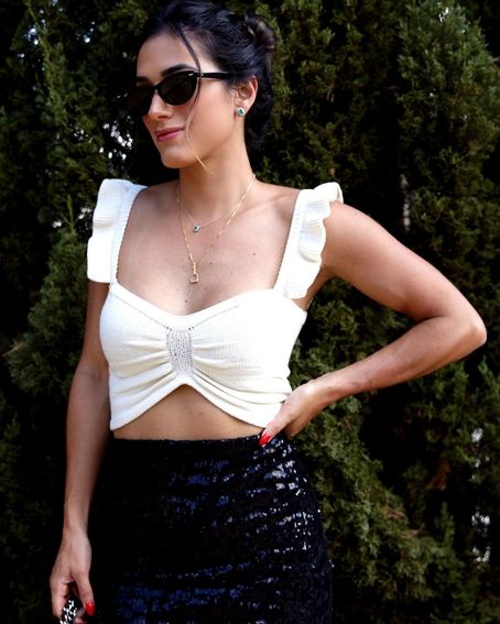 Cropped Alça Babado Off White