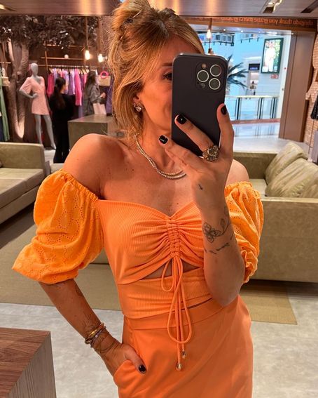 Top Malha Laise Laranja