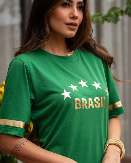 Vestido Brasil Foil Verde