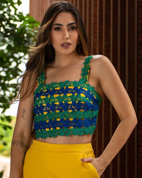 Top Renda Amarelo / Azul / Verde