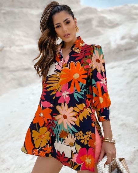 Camisão Mix Flowers Estampada