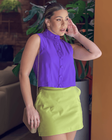 Short-Saia Camila Verde Limão