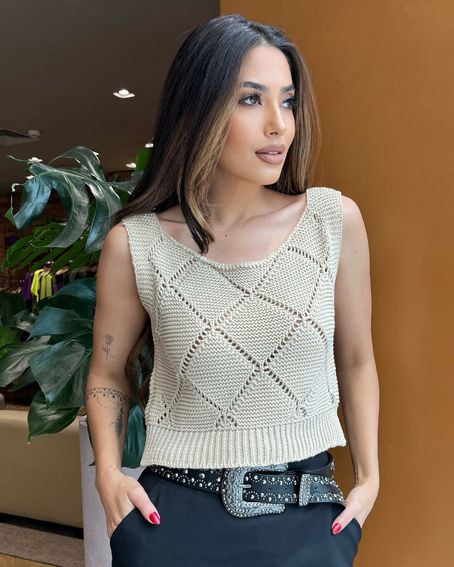 Top Tricot Losango Cru