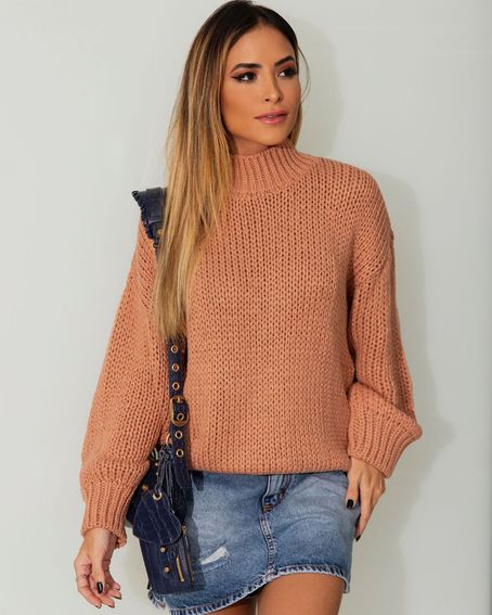 Blusa Pull Ponto Pérola Bege