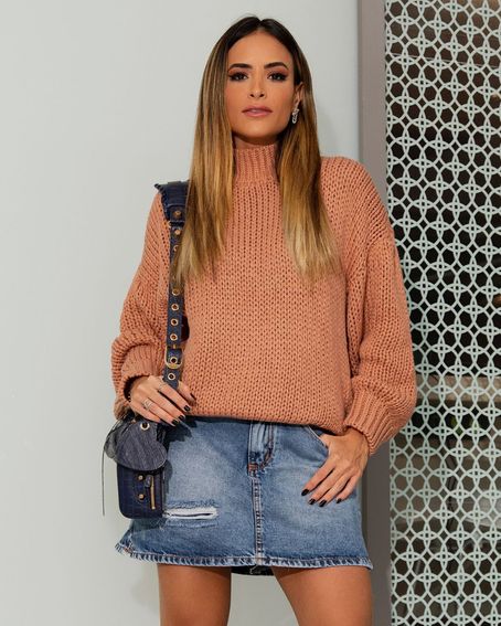 Blusa Pull Ponto Pérola Bege