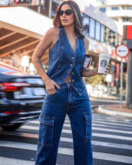 Calça Cargo Duplo Jeans