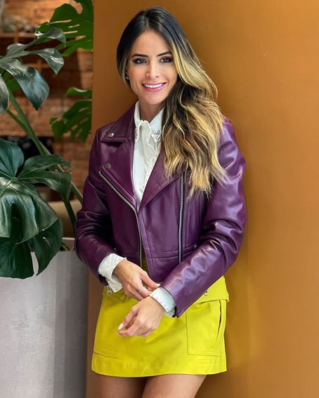 Jaqueta Couro Perfect Basic Roxa