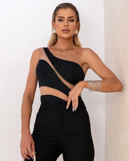 Body Um Ombro Só Preto