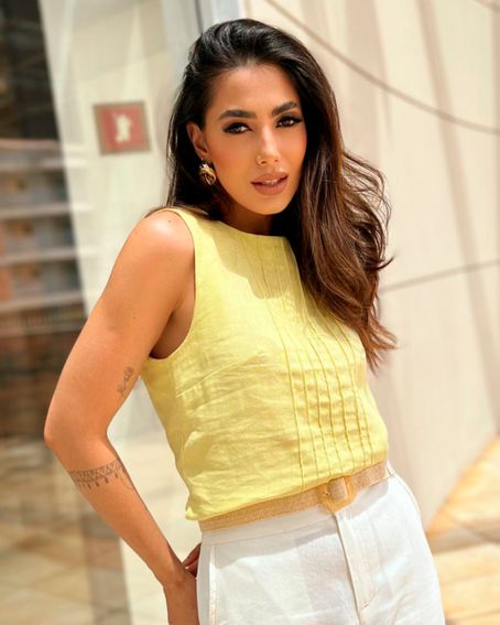 Regata Cropped Linho Areia