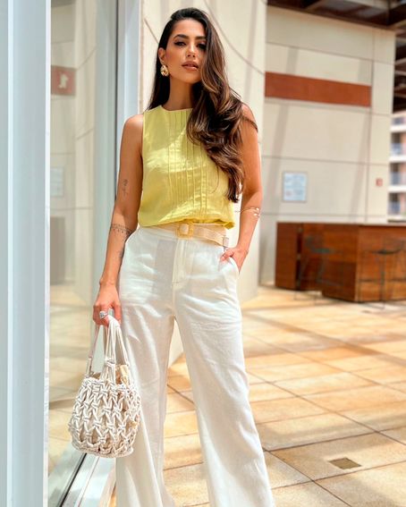 Regata Cropped Linho Areia