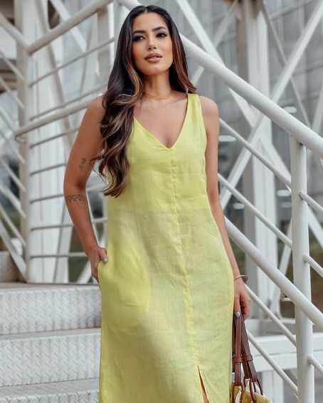 Vestido Linho Puro Lima