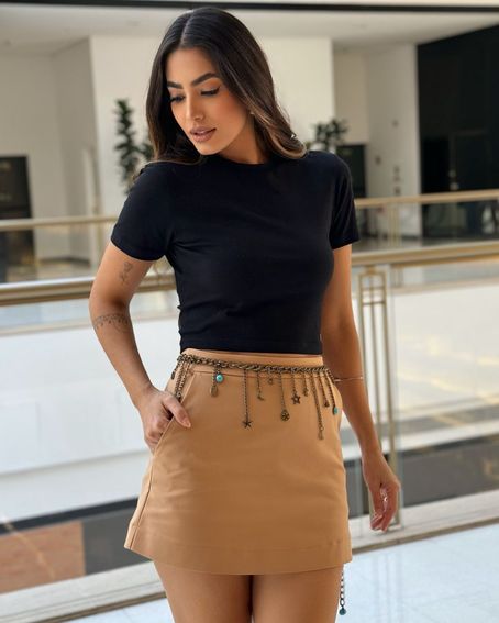T-Shirt Malha Cropped Preta