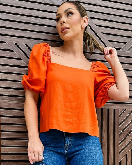 Blusa Linho Comfy Laranja