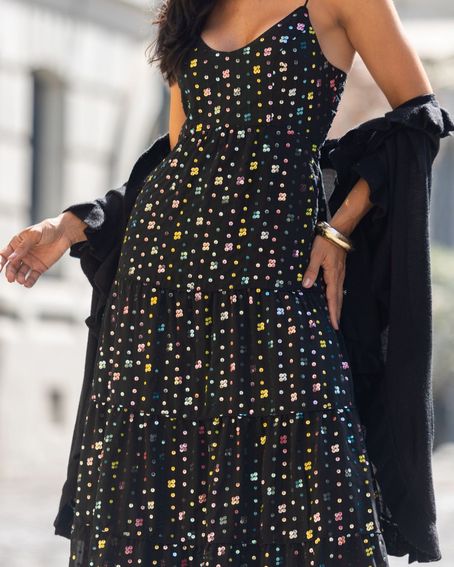 Vestido Stripe Metalic Preto