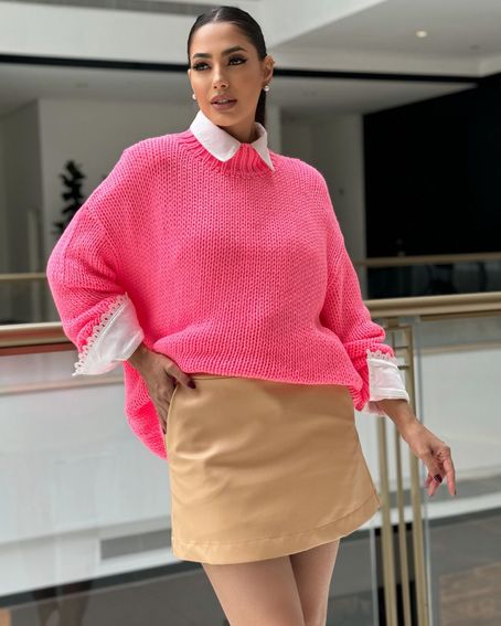 Blusa Tricot Soft Rosa Chiclete