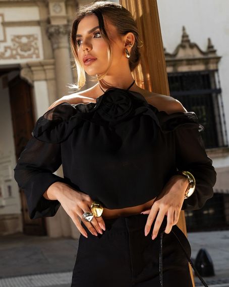 Blusa GGT Flower Preta