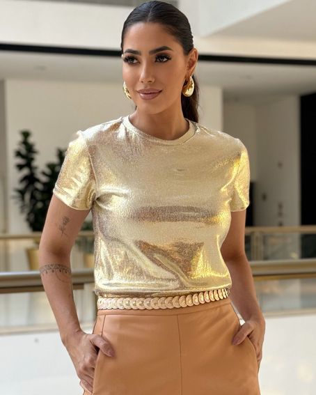 T-Shirt Ribana Foil Dourada