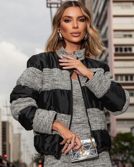 Puffer Tweed Preta