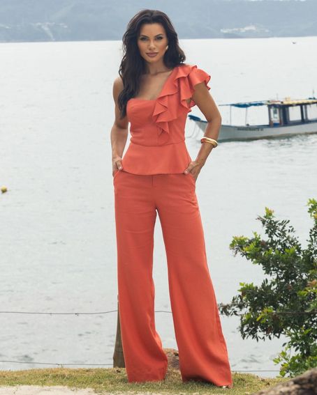 Regata Linho Ruffles Laranja