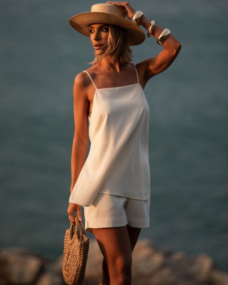 Regata Satin Aberturas Laterais Off White