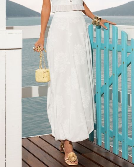 Saia Midi Balonê Off White
