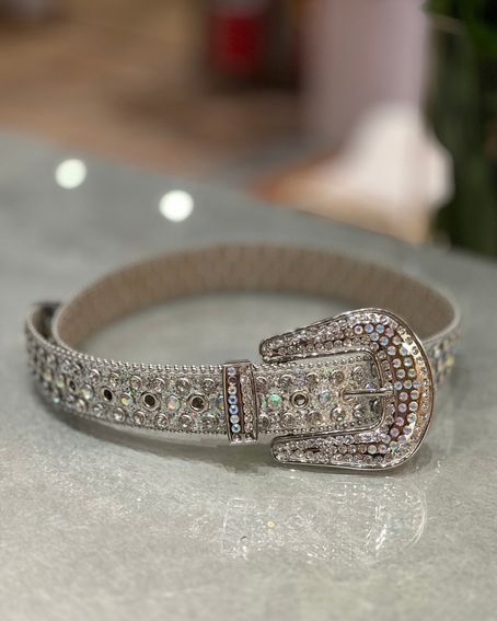 Cinto Strass Fivela Prata