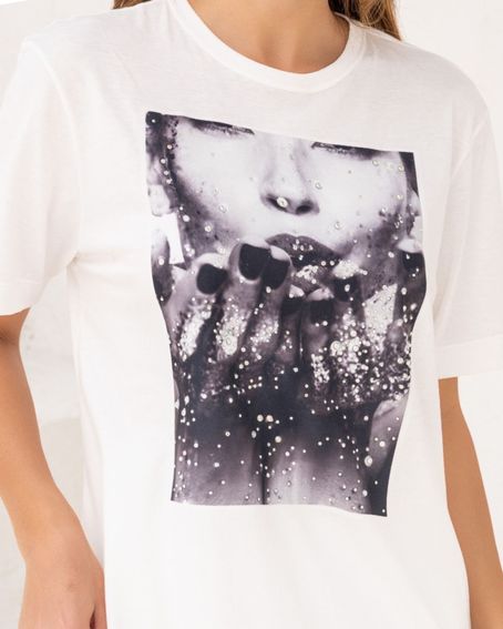 T-Shirt Long Kiss Cristal Off White