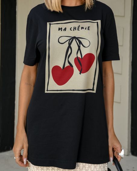 T-Shirt Long Mon Cheri Preta