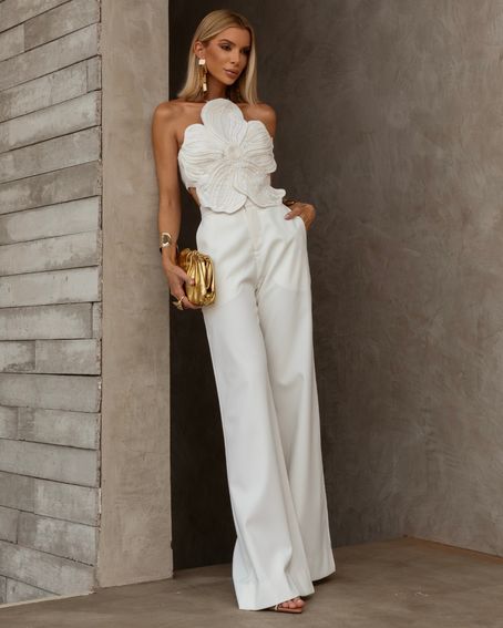 Calça Alfaiataria Satin Off White