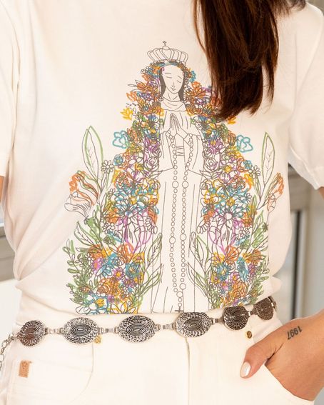 T-Shirt Santa Flowers Off White
