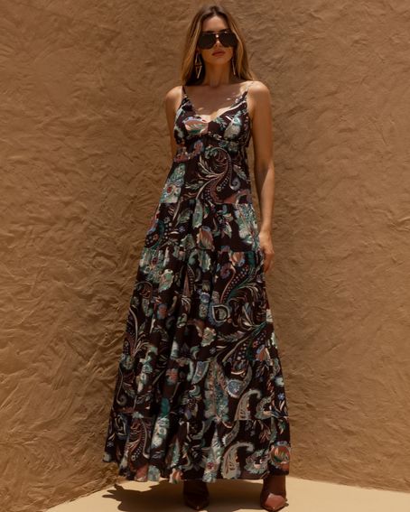 Vestido Alcinha Paisley Brown