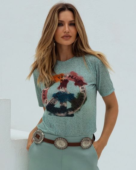 T-Shirt Peace Verde Menta