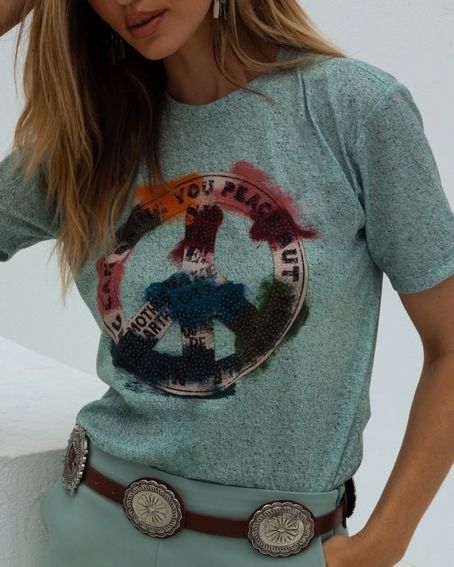 T-Shirt Peace Verde Menta