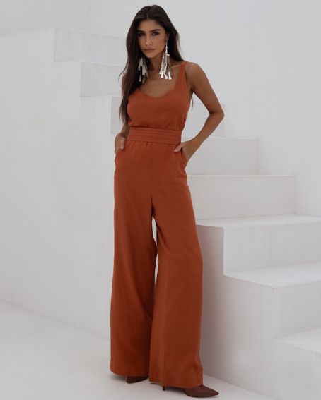 Macacão Linho Fresh Terracota