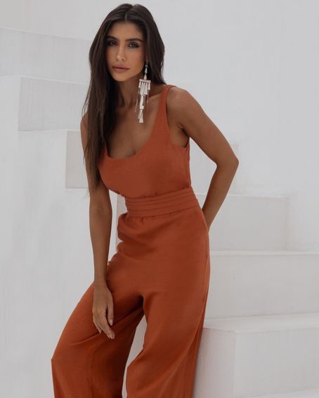 Macacão Linho Fresh Terracota