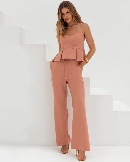 Calça Linho Confort Rosê Vintage