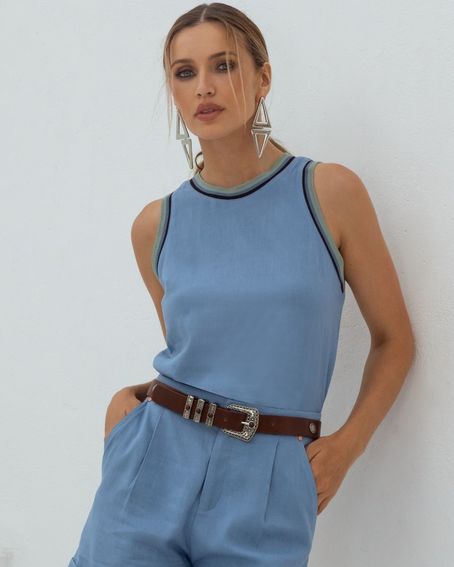Blusa Retilínea Azul Jeans