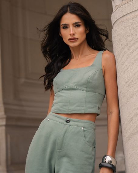Top Sarja Recortes Verde Menta
