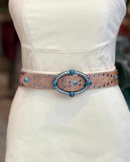 Cinto Boho Tachas Bege