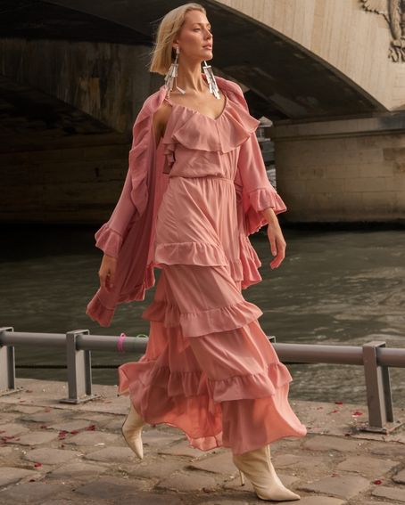 Vestido Ruffles Rosê Vintage