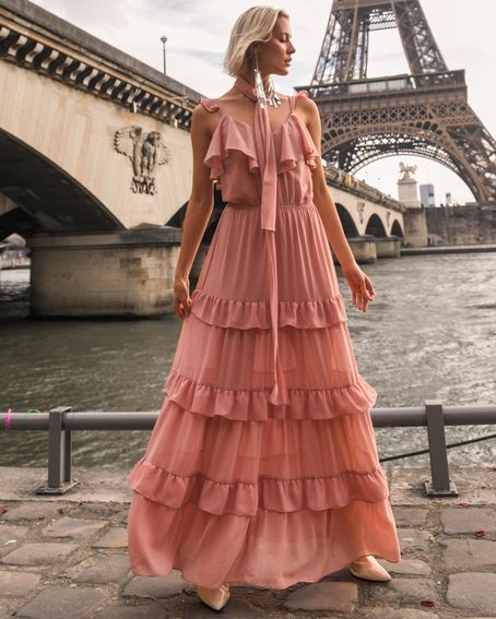 Vestido Ruffles Rosê Vintage