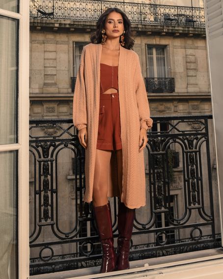 Cardigan Tricot Waves Bege