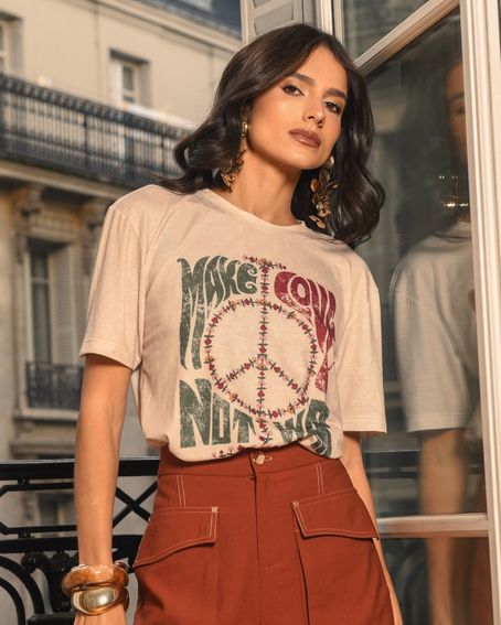 T-Shirt Make Love Bege Sand