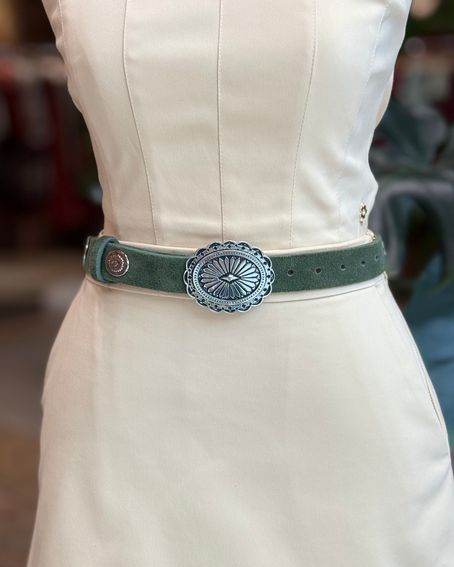 Cinto Boho Chic Tachas Verde Militar