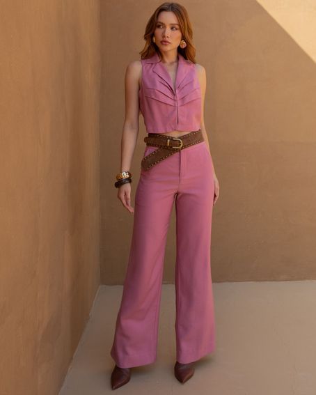 Calça Alfaiataria Basic Rosê Vintage