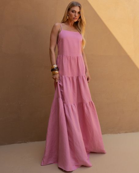 Vestido Fresh Babados Rosa Blush